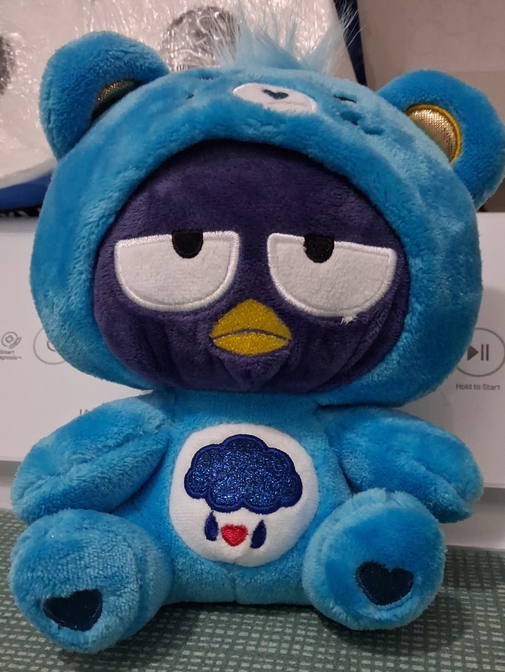 Care Bears Blue Cloud Bear Plush with Glitter Cloud Belly Badge